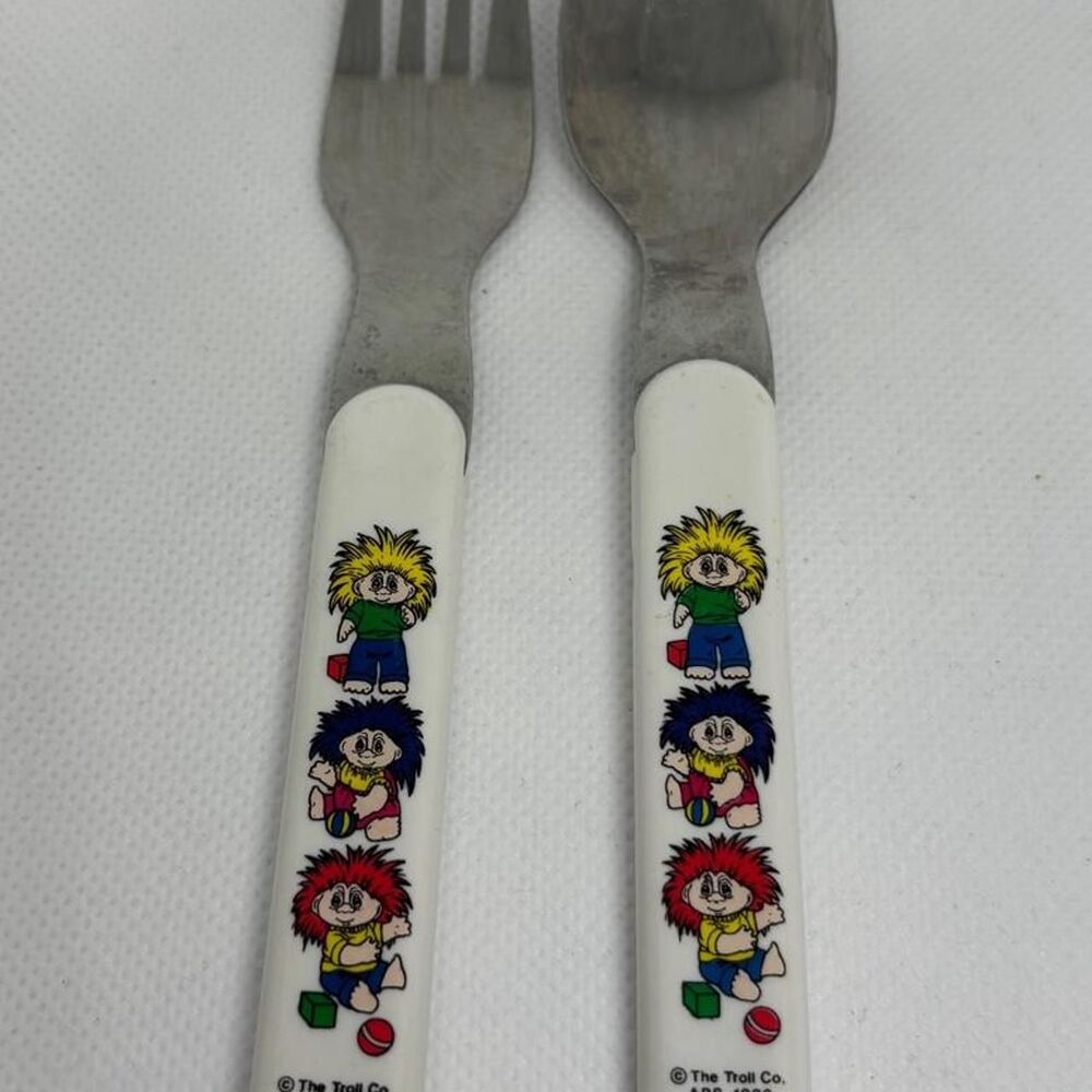 Vintage 1992 Norfin Trolls Fork & Spoon Set • The Troll Co. Retro 90s